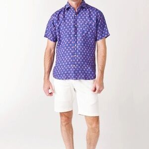 ▶️ Peter Millar ◀️ Seaside Men's Linen Short-Sleeve Sport Shirt Large